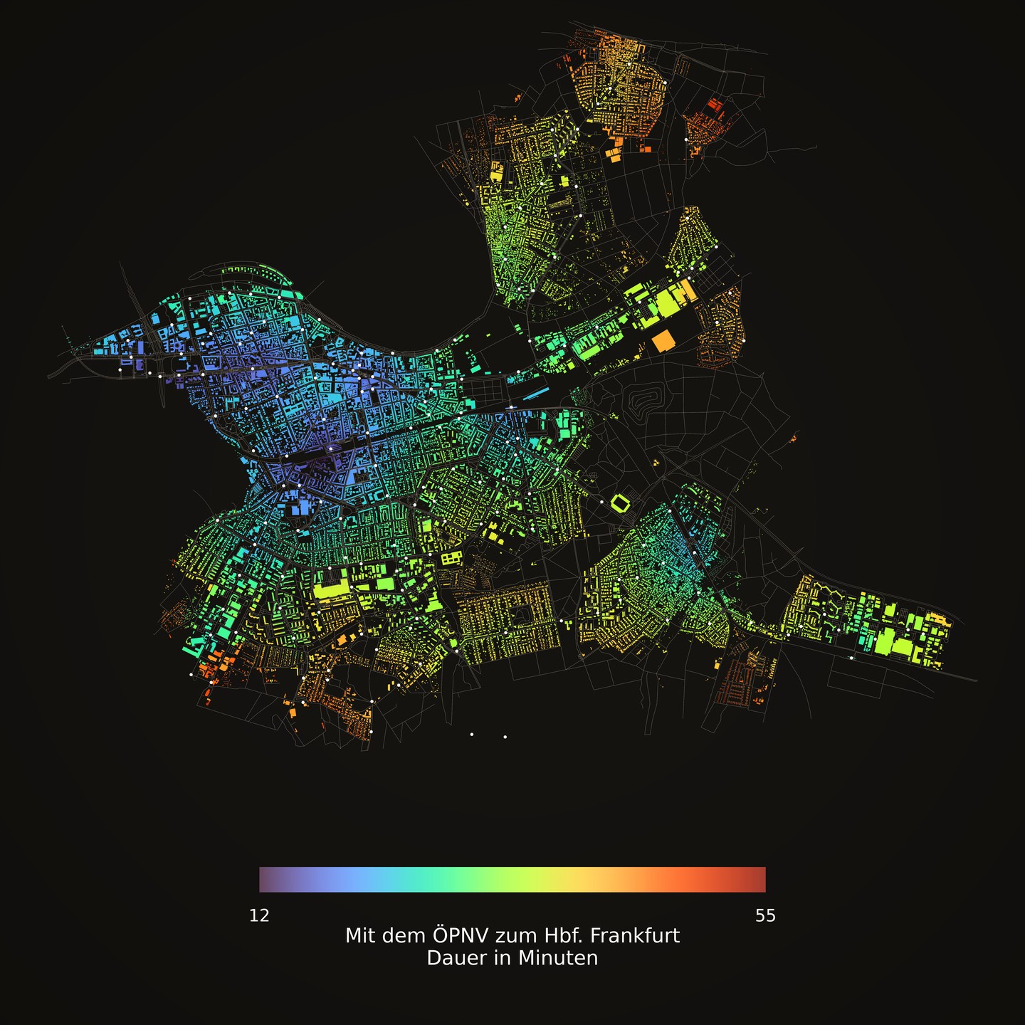 Transit travel time to Frankfurt Hbf